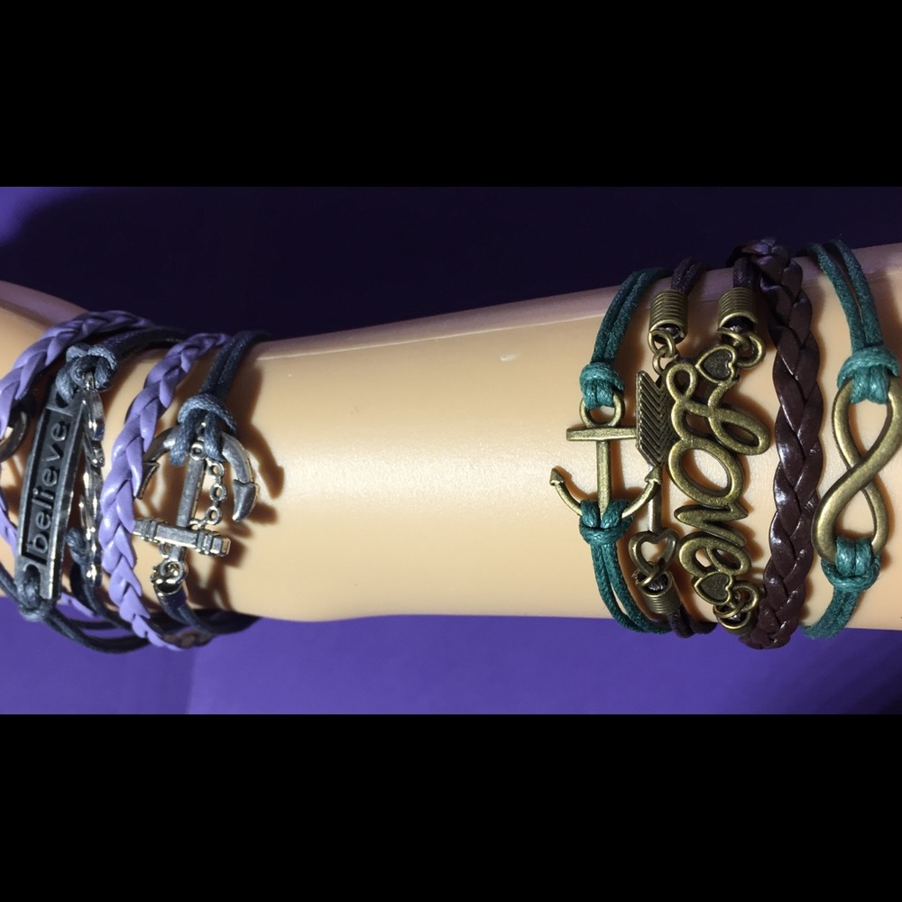 2 -Love Anchor Multi-layer Braided Bracelet